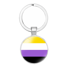 Non-binary Flag Pride Keyring (Round)