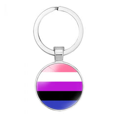 Genderfluid Flag Pride Keyring (Round)